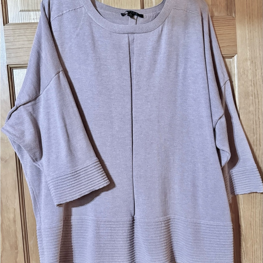 Mauve color  Crew Neck Sweater with Relaxed Fit and Textured Knit